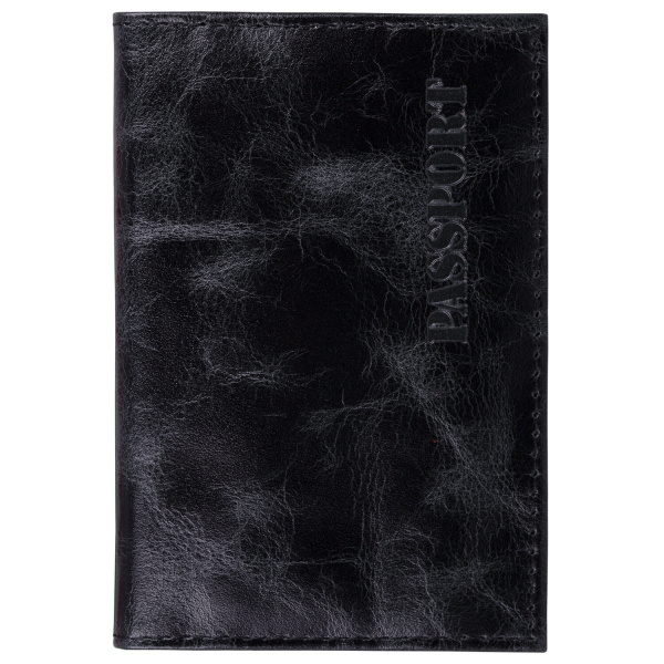 Обложка для паспорта натуральная кожа пулап, "Passport", кожаные карманы, черная, BRAUBERG, 238198 - Обложки для паспорта