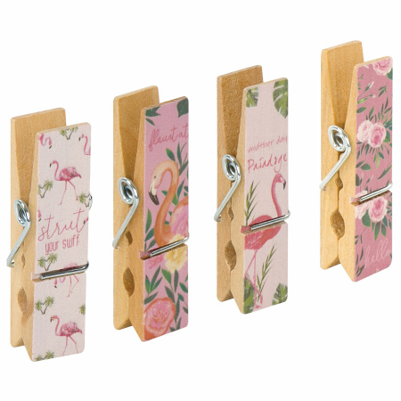 Прищепки декоративные широкие "Фламинго", 4 штуки, 7,2 см, ассорти, ОСТРОВ СОКРОВИЩ, 662678 - Прищепки для творчества