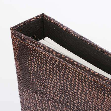 Фотоальбом BRAUBERG на 20 магнитных листов, 23х28 см, под кожу крокодила, темно-коричневый, 390493 - Фотоальбомы