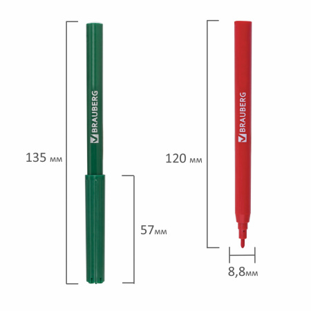 Фломастеры BRAUBERG "Wonderful butterfly", 12 цветов, вентилируемый колпачок, пласт. упаковка, увеличенный срок службы, 150522 - Фломастеры классические