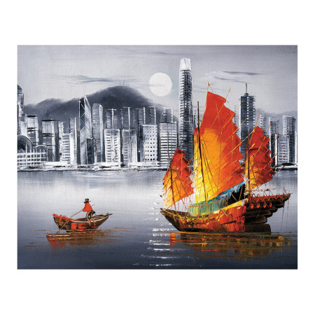 Холст на картоне с контуром BRAUBERG ART CLASSIC "ПАРУСА", 30х40см, грунтованный, хлопок, 191545 - Холсты