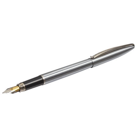 Ручка подарочная перьевая BRAUBERG "Ballet", СИНЯЯ, корпус серебистый с хромированными деталями, 143481 - Ручки бизнес-класса