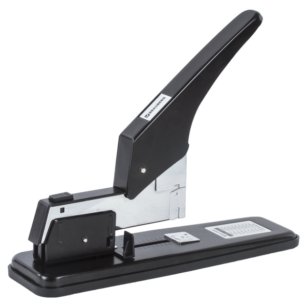 Степлер МОЩНЫЙ №24/6-23/24 металлический BRAUBERG "Heavy duty", до 200 листов, черный, 227660 - Степлеры мощные