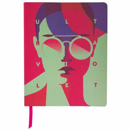 Тетрадь А5 (168х208 мм), 80 л., сшивка, клетка, под кожу, BRAUBERG VISTA, "Ultraviolet", 403914 - Тетради более 60 листов