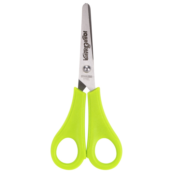 Ножницы ЮНЛАНДИЯ, 135 мм, с линейкой и футляром для лезвий, салатовые, блистер, 237109 - Ножницы детские