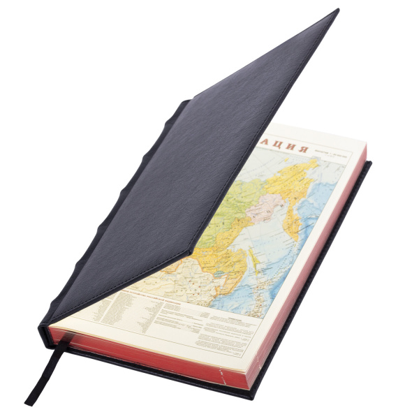 Ежедневник недатированный А5 138х213 мм BRAUBERG FLAME под кожу, 160 л., черный, красный срез, 123844 - Ежедневники с покрытием "под кожу и ткань"