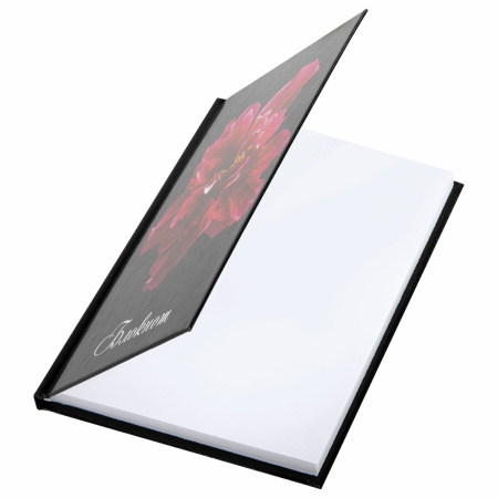 Блокнот МАЛЫЙ ФОРМАТ 110х147 мм А6, 80 л., твердый переплет, ламинированная обложка, клетка, STAFF, "Красный цветок на черном", 127212 - Блокноты в книжном переплете