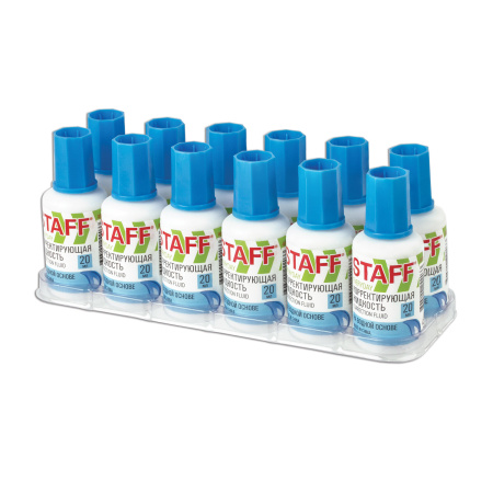 Корректирующая жидкость STAFF "EVERYDAY" на водной основе, 20 мл, с кисточкой, 228642 - Корректирующие жидкости