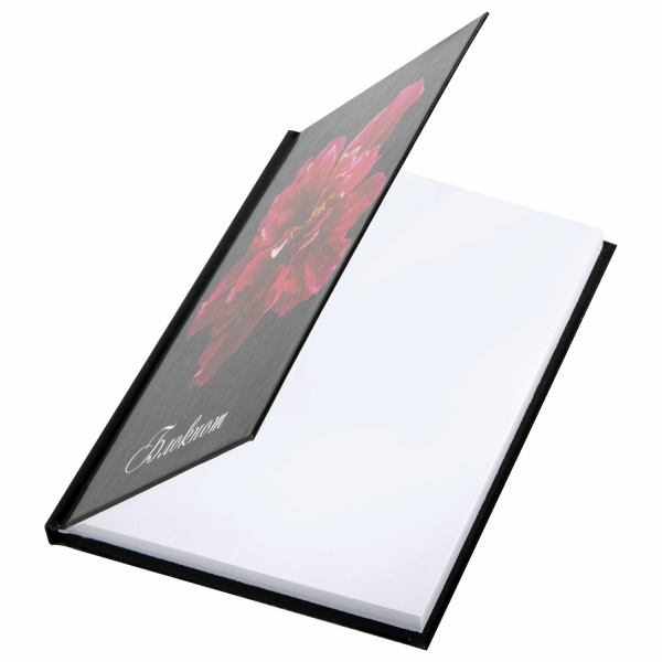 Блокнот МАЛЫЙ ФОРМАТ 110х147 мм А6, 80 л., твердый переплет, ламинированная обложка, клетка, STAFF, "Красный цветок на черном", 127212 - Блокноты в книжном переплете