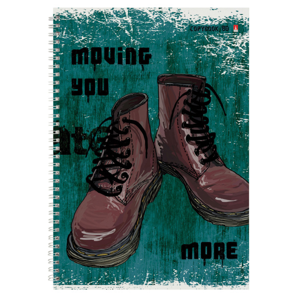 Тетрадь А4 80 л. АЛЬТ гребень, клетка, глянцевая ламинация, "BOOTS" (3 вида), 7-80-1120 - Тетради формата А4