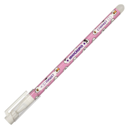 Ручка стираемая гелевая ЮНЛАНДИЯ "Котята", СИНЯЯ, корпус ассорти, узел 0,5 мм, линия письма 0,35 мм, 143659 - Ручки со стираемыми чернилами