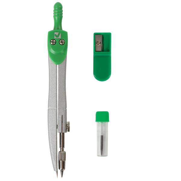 Готовальня BRAUBERG "Klasse", 3 предмета: циркуль 125 мм, точилка, грифель, пенал с подвесом, 210660 - Циркули и готовальни