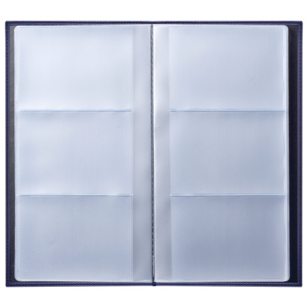 Визитница трехрядная BRAUBERG "Imperial", на 144 визитки, под гладкую кожу, темно-синяя, 232064 - Визитницы настольные