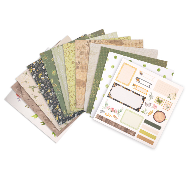 Бумага для скрапбукинга 30х30 см "Рустик", двусторонняя, 12 листов, 12 дизайнов, 180 г/м2, ОСТРОВ СОКРОВИЩ, 662770 - Наборы бумаги
