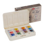 Набор акварельных художественных красок Белые ночи IWS, 12 цветов в кюветах по 2,5 мл, пластиковый пенал с палитрой - Акварель художественная в наборах