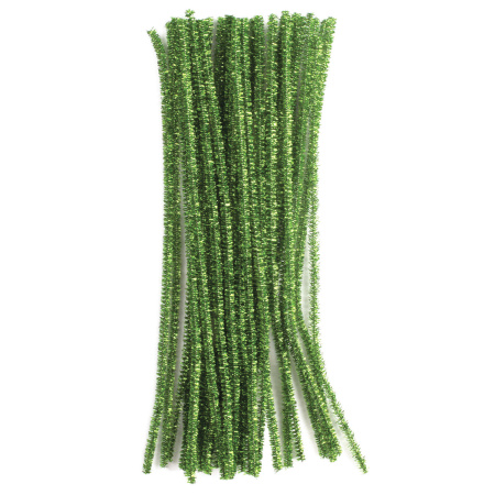 Проволока синельная для творчества "Блестящая", зеленая, 30 шт., 0,6х30 см, ОСТРОВ СОКРОВИЩ, 661542 - Проволока синельная (пушистая)