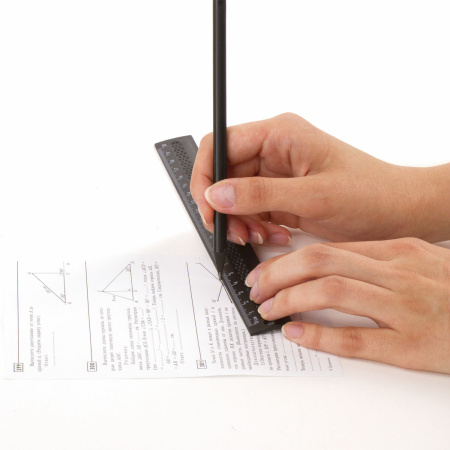 Набор чертежный BRAUBERG объёмный (линейка 20 см, угольник, транспортир), черный, подвес, 210746 - Наборы чертежные