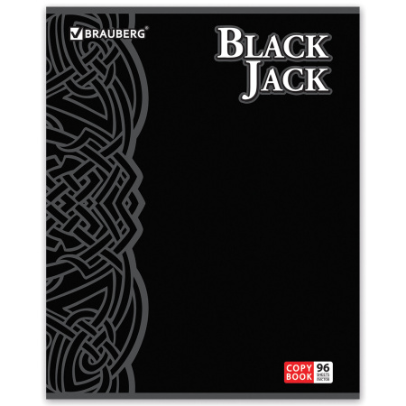 Тетрадь А5, 96 л., BRAUBERG, скоба, клетка, выборочный лак, БЛЭК ДЖЭК, 401848 - Тетради более 60 листов