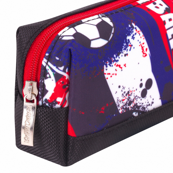 Пенал ЮНЛАНДИЯ, 1 отделение, полиэстер, "Football", черный, 19х4х6 см, 270269 - Пеналы мягкие