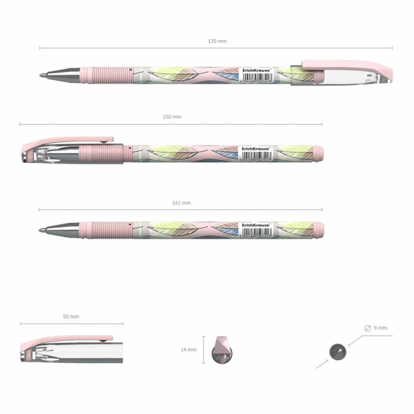 Ручка шариковая ERICH KRAUSE ColorTouch "Flora", СИНЯЯ, узел 0,7 мм, линия письма 0,35 мм, 50741 - Ручки шариковые неавтоматические