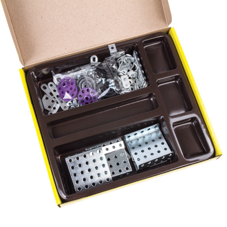 Конструктор металлический ЮНЛАНДИЯ "Для уроков труда №4", развивающий, 130 элементов, 104682 - Конструкторы