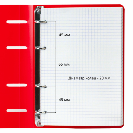 Тетрадь на кольцах А5 160х215 мм, 80 л., пластик, клетка, BRAUBERG, "Красный", 403252 - Тетради на кольцах и сменные блоки к ним