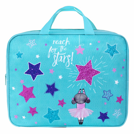 Папка на молнии с ручками BRAUBERG А4, 1 отделение, полиэстер, 80 мм, "Shining stars", 271479 - Папки-сумки с ручками