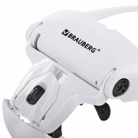 Лупа налобная с LED-ПОДСВЕТКОЙ, 5 сменных линз 95х33 мм, увеличение 1,0 - 3,5, BRAUBERG, 455929 - Лупы