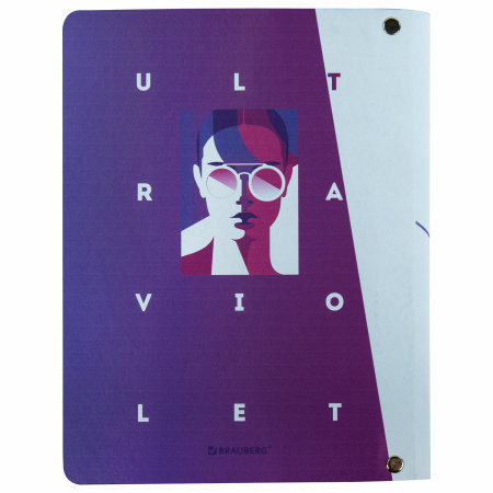 Тетрадь на кольцах А5 (180х220 мм), 80 листов, под кожу, клетка, BRAUBERG VISTA, Ultraviolet, 112120 - Тетради на кольцах и сменные блоки к ним