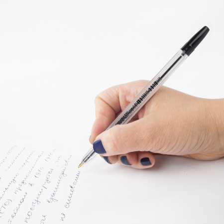 Ручка шариковая CORVINA (Италия) "51 Classic", ЧЕРНАЯ, корпус прозрачный, узел 1 мм, линия письма 0,7 мм, 40163/01 - Ручки шариковые неавтоматические