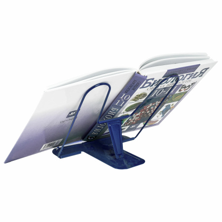 Подставка для книг и учебников BRAUBERG LINE+, металлическая, синяя, европодвес, 238071 - Подставки для книг