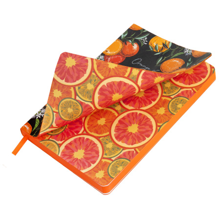 Ежедневник недатированный А5 (138х213 мм), BRAUBERG VISTA, под кожу, гибкий, 136 л., "Orange story", 112018 - Ежедневники с покрытием "под кожу и ткань"