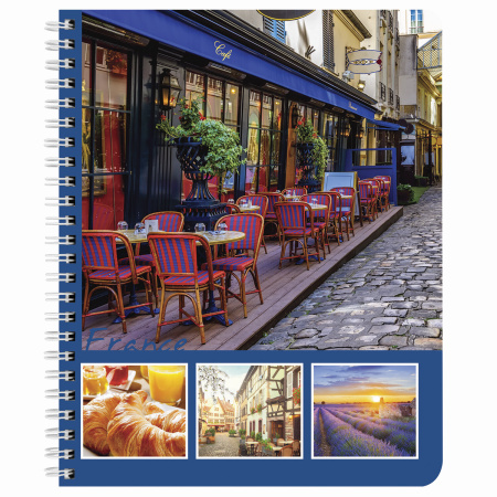 Тетрадь А5, 96 л., BRAUBERG, гребень, клетка, обложка картон, СТРАНЫ, 403068 - Тетради более 60 листов