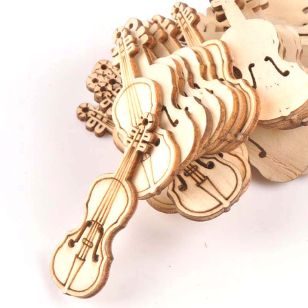 Скрипка из дерева 55*20 мм, толщина 2 мм, 6 шт