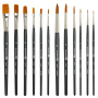 Кисти художественные набор 12 шт., в черной скрутке, синтетика, BRAUBERG ART CLASSIC, № 0-14, 200969 - Кисти художественные в наборах