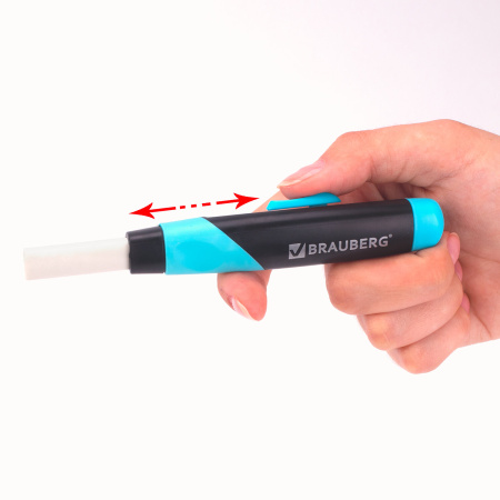 Ластик выдвижной BRAUBERG "Blaster", 112х21х24мм, белый, пластиковый держатель ассорти, 223593 - Ластики классические