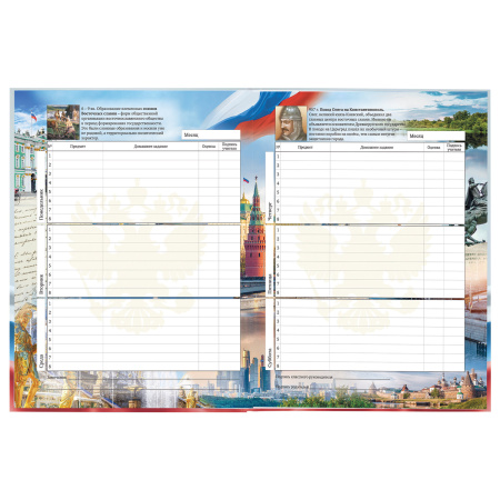 Дневник МП 1-11 класс 40 л., твердый, BRAUBERG, ламинация, цветная печать, "РОССИЙСКОГО ШКОЛЬНИКА-6", 106643 - Дневники универсальные