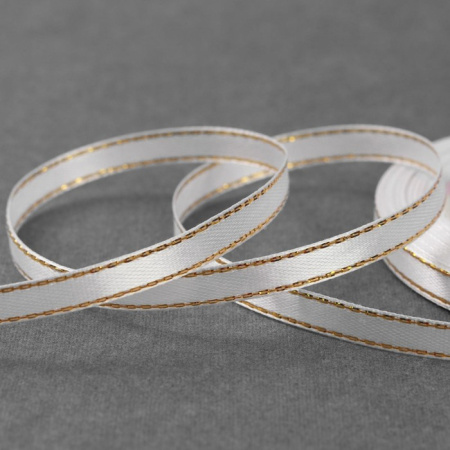 Лента атласная "Золотые нити", цвет белый №001, ширина 6 мм