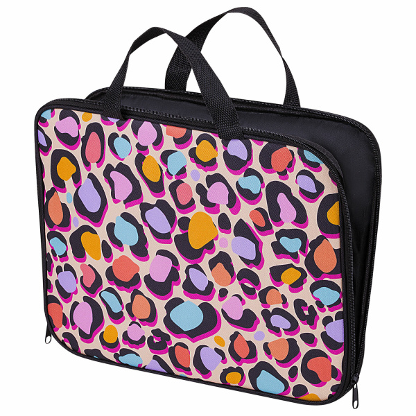 Папка на молнии с ручками BRAUBERG А4, 1 отделение, полиэстер, 20 мм, "Fun Spots", 271477 - Папки-сумки с ручками