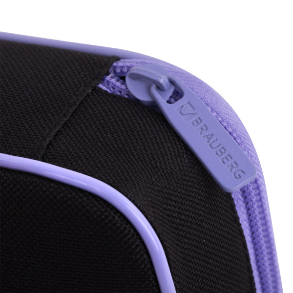 Пенал-косметичка BRAUBERG, 1 отделение, 2 кармана, органайзер, полиэстер, 21x10x5 см, черно-фиолетовый, 270847 - Пеналы мягкие