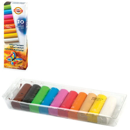 Пластилин классический KOH-I-NOOR "Бабочка", 10 цветов, 200 г, Чехия, 131710, 013171000000RU - Пластилин