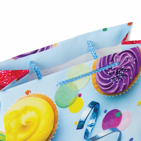 Пакеты подарочные 26x12,7x32,4 см, ЗОЛОТАЯ СКАЗКА "Кексики", ламинированные, 10 штук - Подарочные пакеты