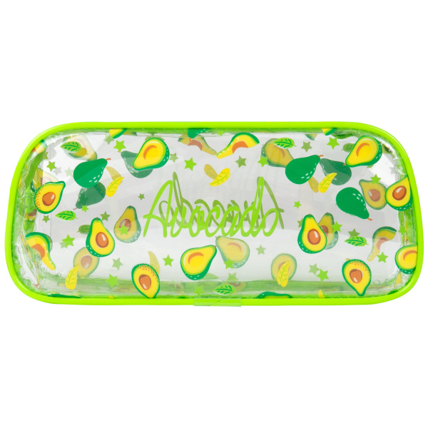 Пенал-косметичка BRAUBERG LUCENT на молнии, прозрачный, "Avocado", 21х5х9 см, 270054 - Пеналы мягкие