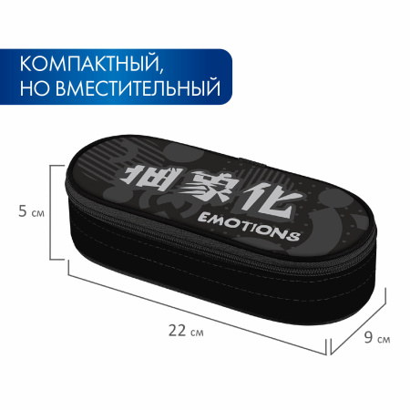 Пенал-футляр BRAUBERG, 1 отделение, органайзер, полиэстер, 22x9x5 см, "Emotions", 271588 - Пеналы мягкие
