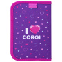 Пенал BRAUBERG, 1 отделение, полиэстер, 21х14 см, "I love corgi", 271530 - Пеналы каркасные