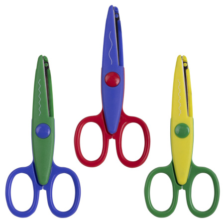 Ножницы ПИФАГОР, 135 мм, фигурное лезвие, ассорти, в дисплее, 230938