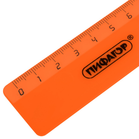 Линейка пластиковая 25 см ПИФАГОР, непрозрачная, неоновая, ассорти, 210790 - Линейки