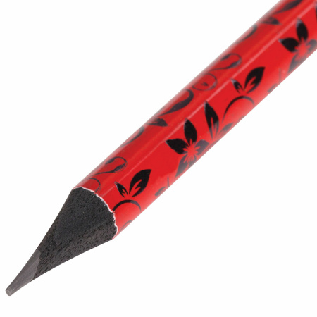 Карандаш чернографитный BRAUBERG, 1 шт., "Fuete", НВ, c ластиком, черное дерево, корпус ассорти, 180634 - Карандаши чернографитные