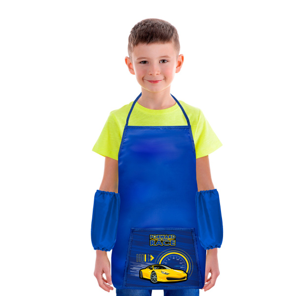 Фартук с нарукавниками для уроков труда ПИФАГОР, 1 карман, 44x55 см, "Racing car", 270926 - Аксессуары для рисования