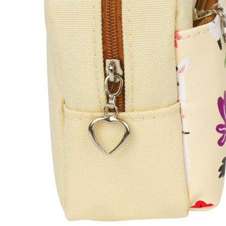 Пенал-косметичка ЮНЛАНДИЯ, 2 отделения, мягкий, "Ламы", бежевый, 20х6х9 см, 228981 - Пеналы мягкие